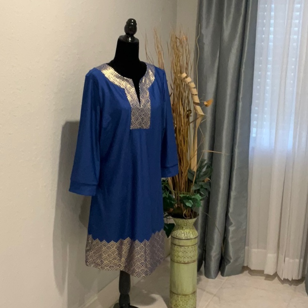 Cabana Life Navy Metallic tunic Dress